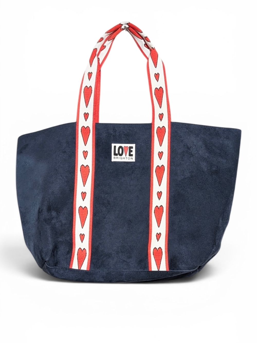 ​👜 NWOT Adorable Brighton "Love" Navy Blue Velveteen Tote Bag Hearts  ❤️